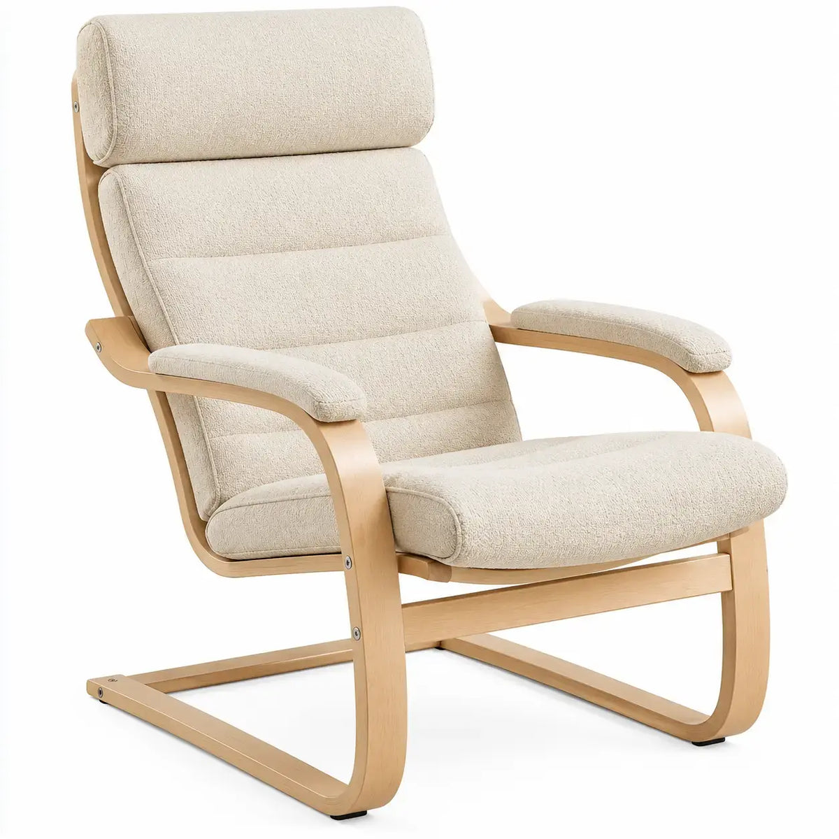 Fåtölj med ryggstöd och armstöd – beige/brun