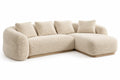 Soffa med förlängd schäslongdel – beige