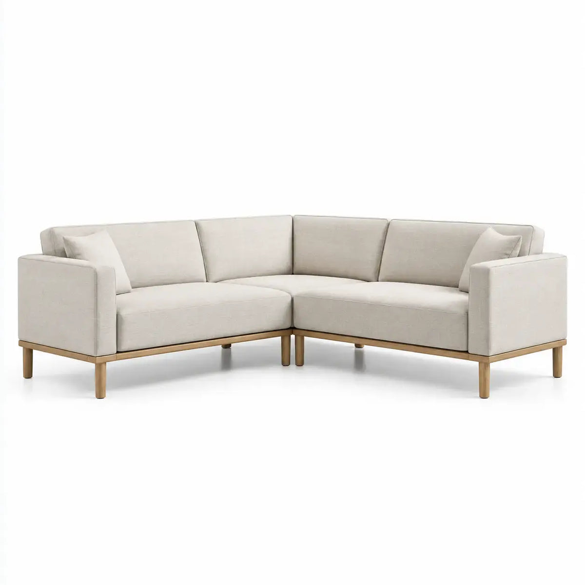 Hörnsoffa med sammanhängande sittgrupp – beige